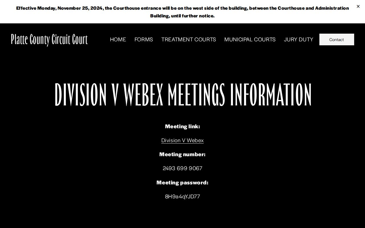 Platte County criminal docket Webex and division session index