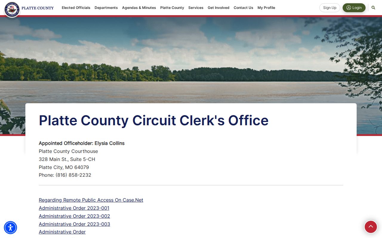 Platte County court docket Circuit Clerk office access page