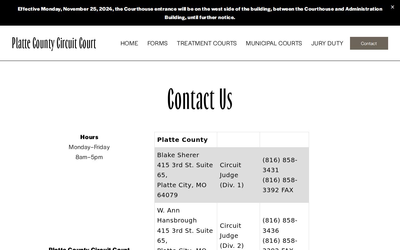 Platte County court docket court contact directory