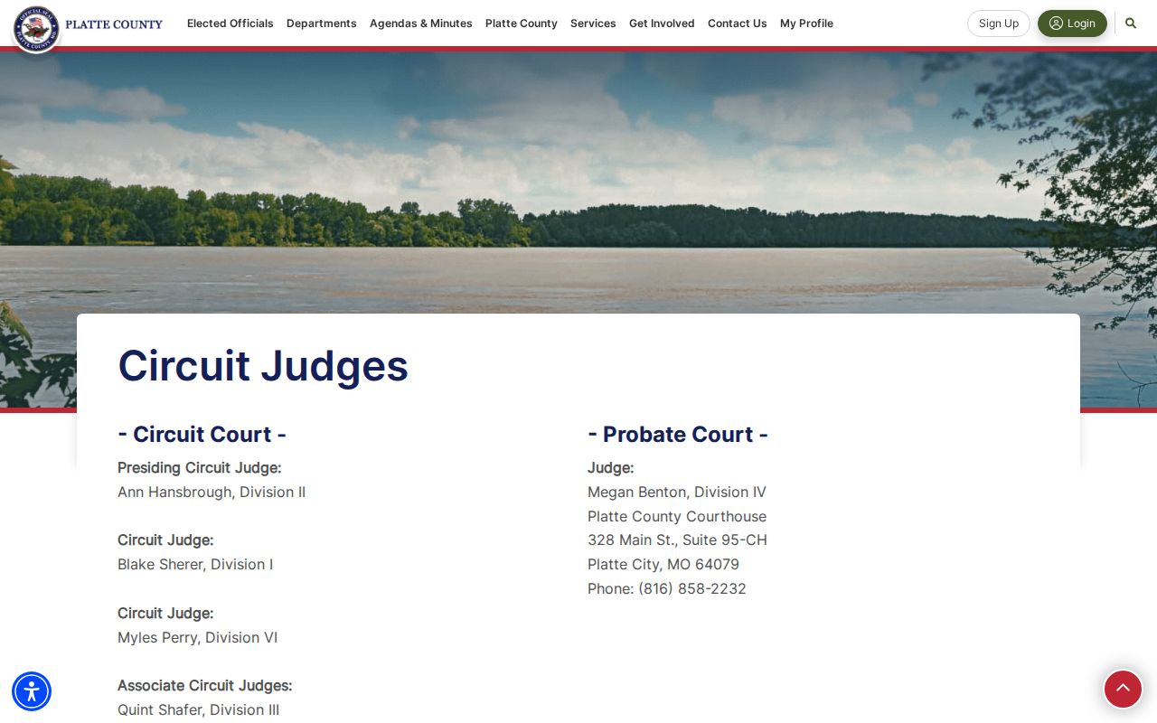 Platte County court docket judicial divisions directory