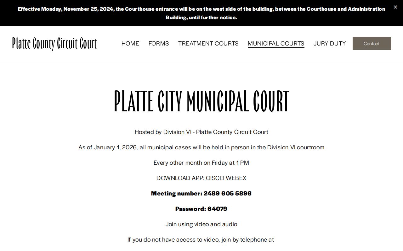 Platte City court docket municipal court access information
